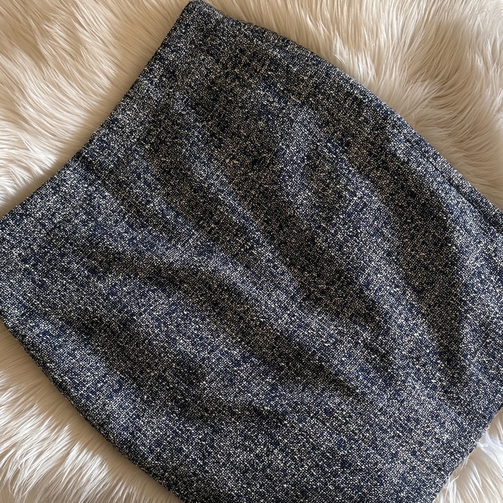 J. Crew Navy and White Tweed Skirt